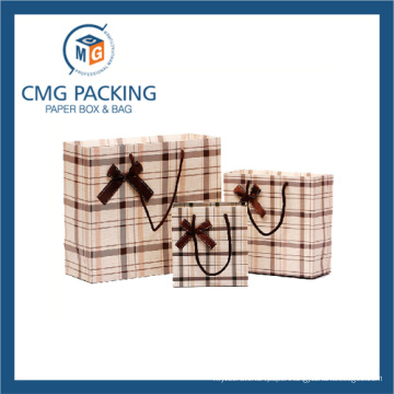 Grid Printed Paper Gift Packing Bag